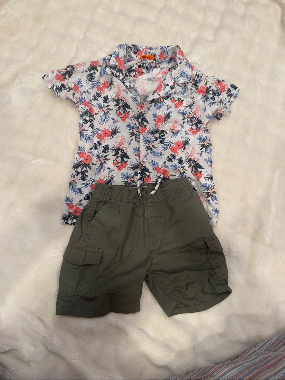 Free Planet Floral Rayon Shirt in Coral, Blue, Olive and White